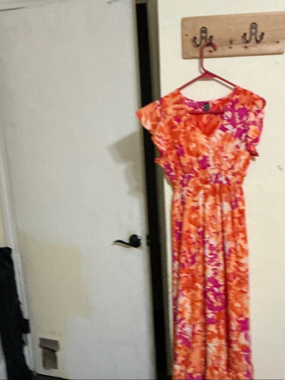 SHEIN Orange and Pink Floral Maxi Dress